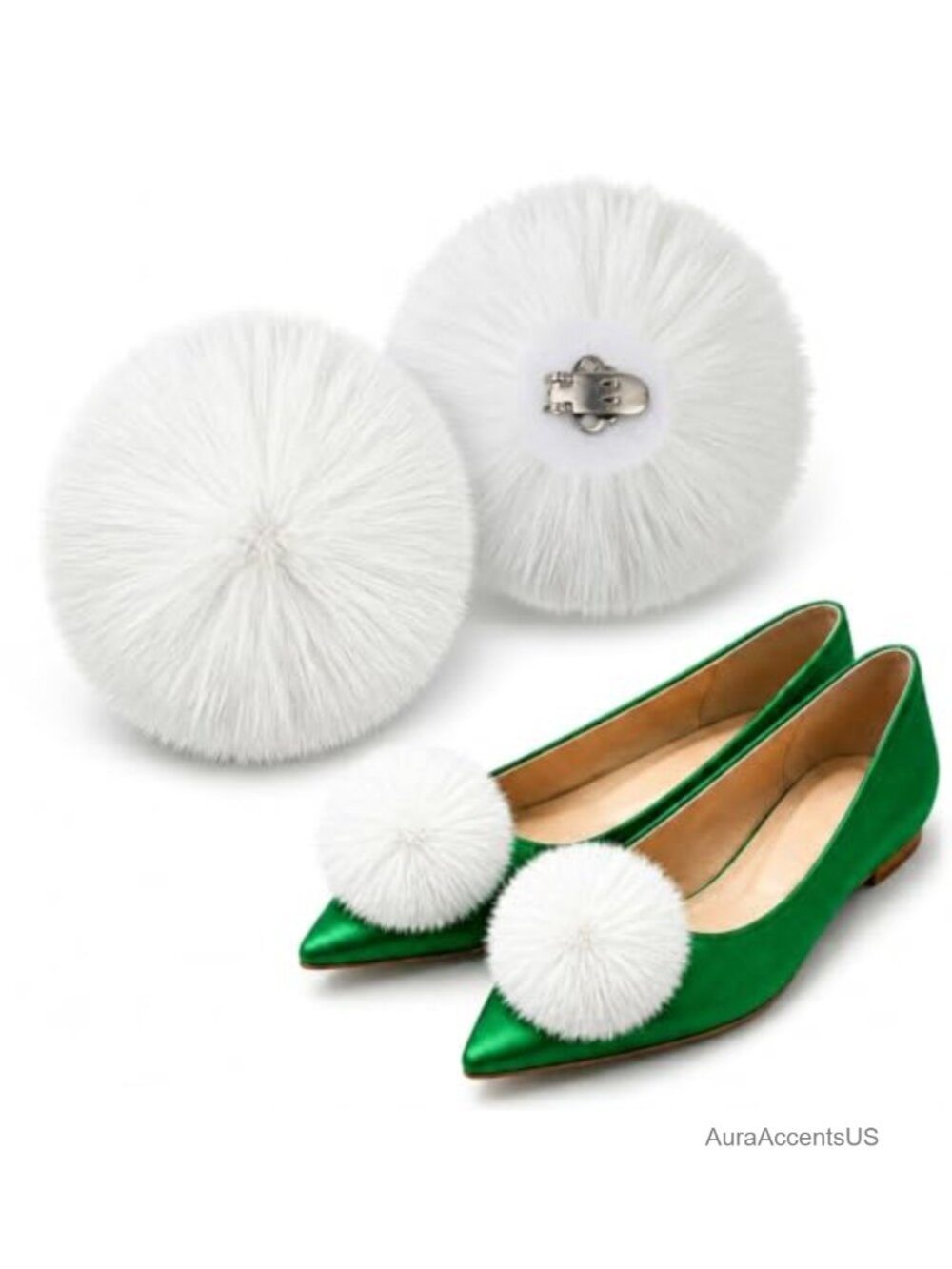 Faux Fur Pom Pom Shoe Clips Costume Accessories for Women
